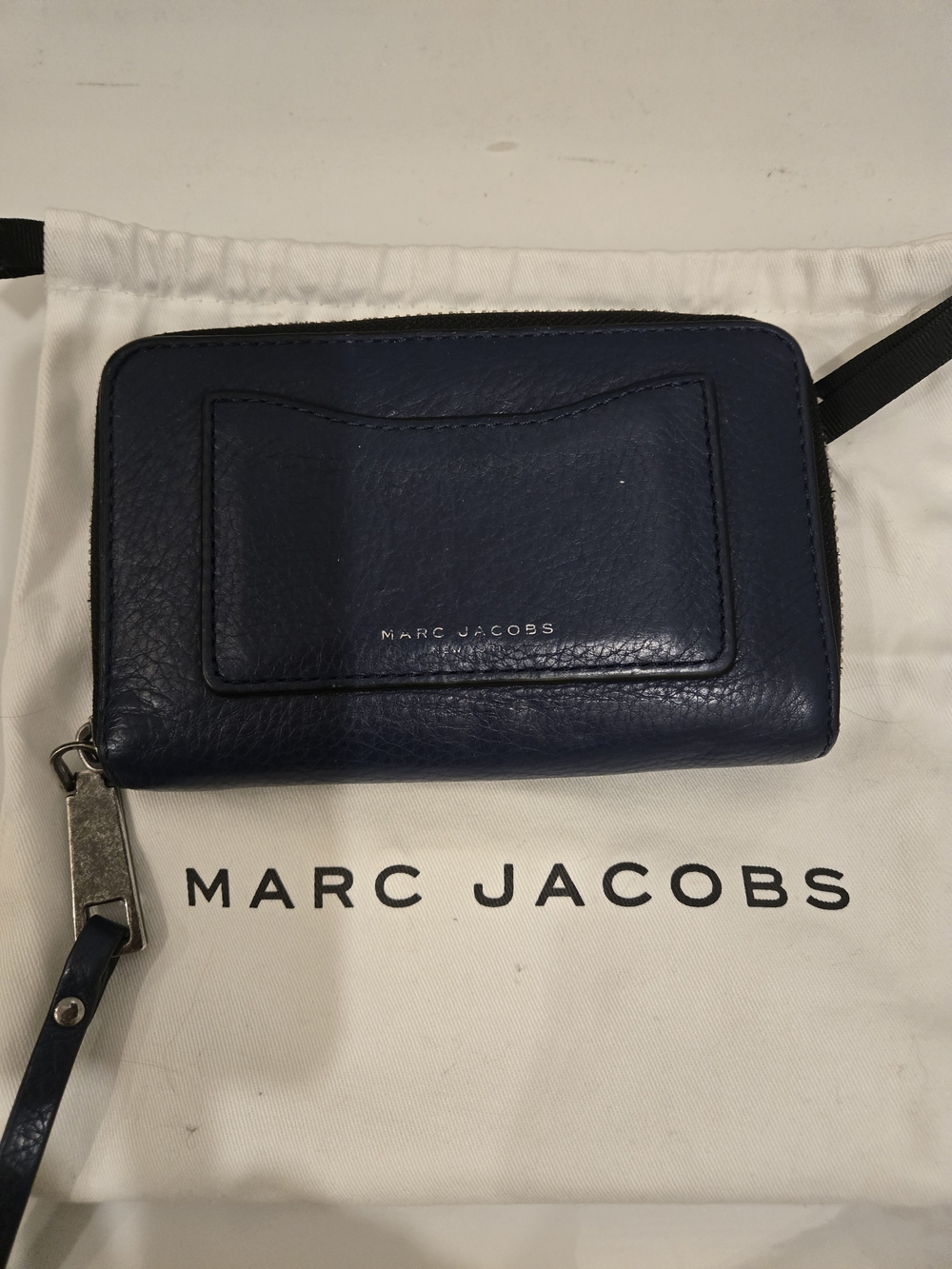 Marc Jacobs Navy Leather Zip Wallet with Dust Bag